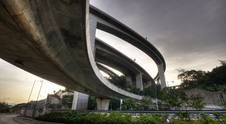 Overpass in tornado weather