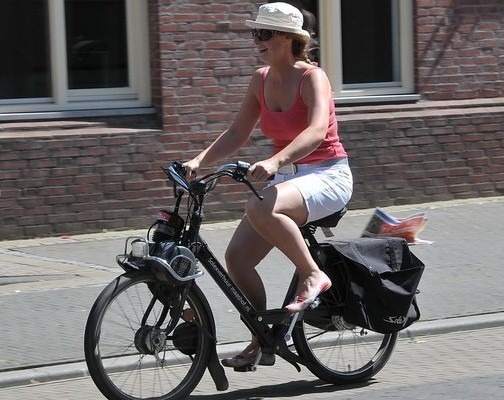 Woman on scooter